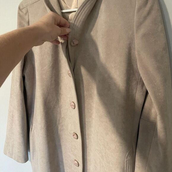 Skin Gear Vintage Non Leather Suede Trench Coat Button Tan Small Womens READ - Picture 7 of 13